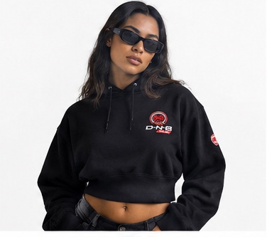 Black D-N-B cropped hoodie